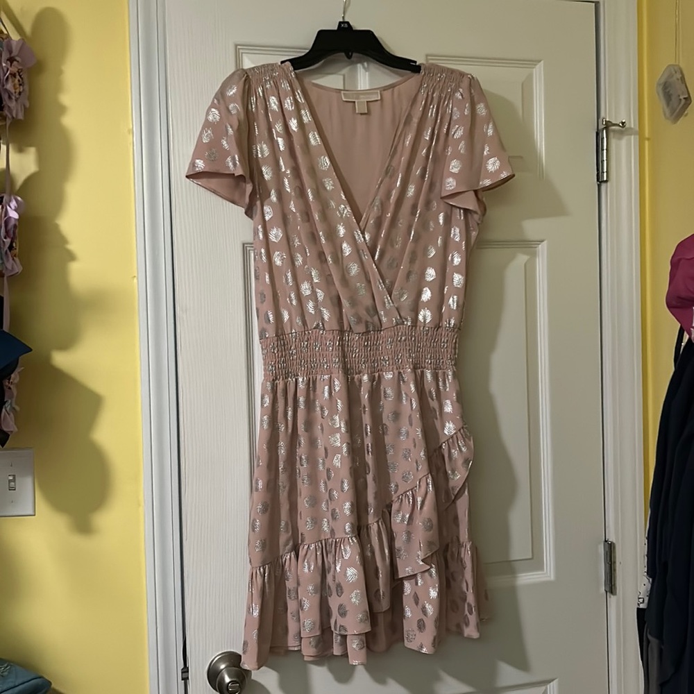 Michael Kors light pink ruffle dress